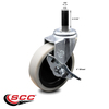 Service Caster 4 Inch Thermoplastic Rubber Wheel 7/8 Inch Expanding Stem Caster with Brake SCC-EX05S410-TPRS-SLB-78